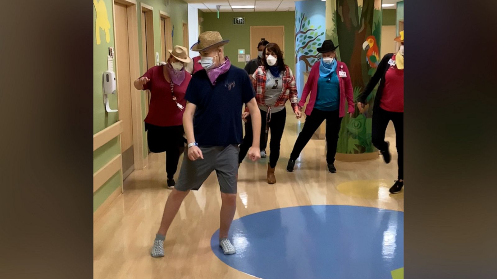 VIDEO: Boy with brain tumor gets his wish for a line dance pizza party
