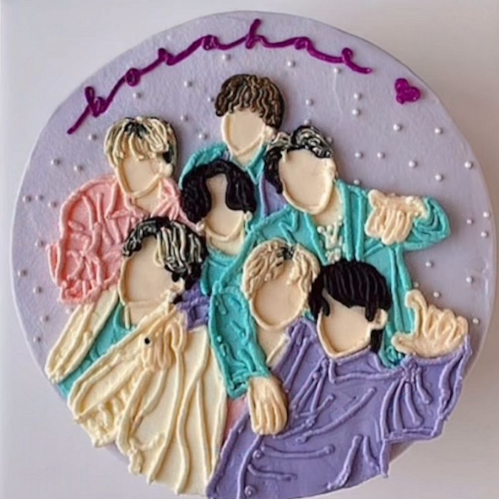 Simple BTS Theme Cake - Grumpy Cookies & Cakes