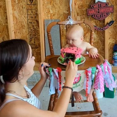 VIDEO: Baby gives her best 'death stare' after big sister takes a bite of her cake 