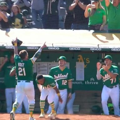 VIDEO: Oakland A's Stephen Vogt has sweet family send-off at final major league game