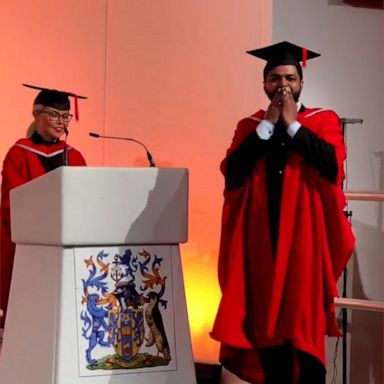 VIDEO: Little girl is dad's biggest fan at his graduation