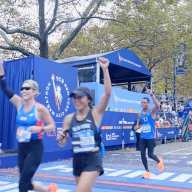 VIDEO: Amy Robach and TJ Holmes celebrate NYC marathon run