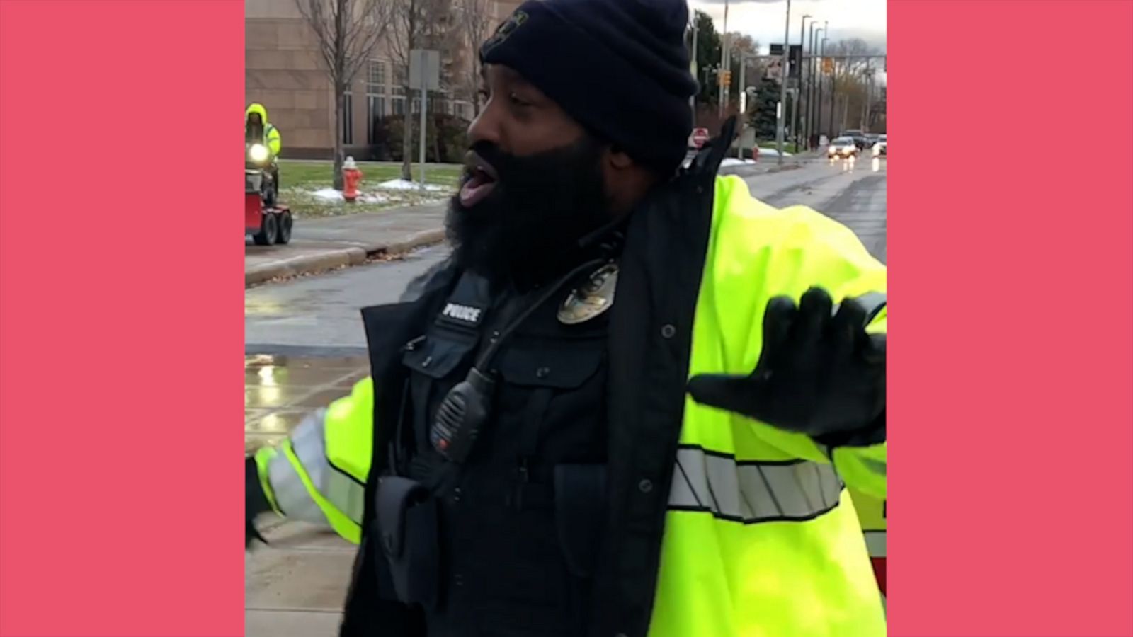 VIDEO: Police officer’s greeting to Cleveland hospital staff and visitors will make your day