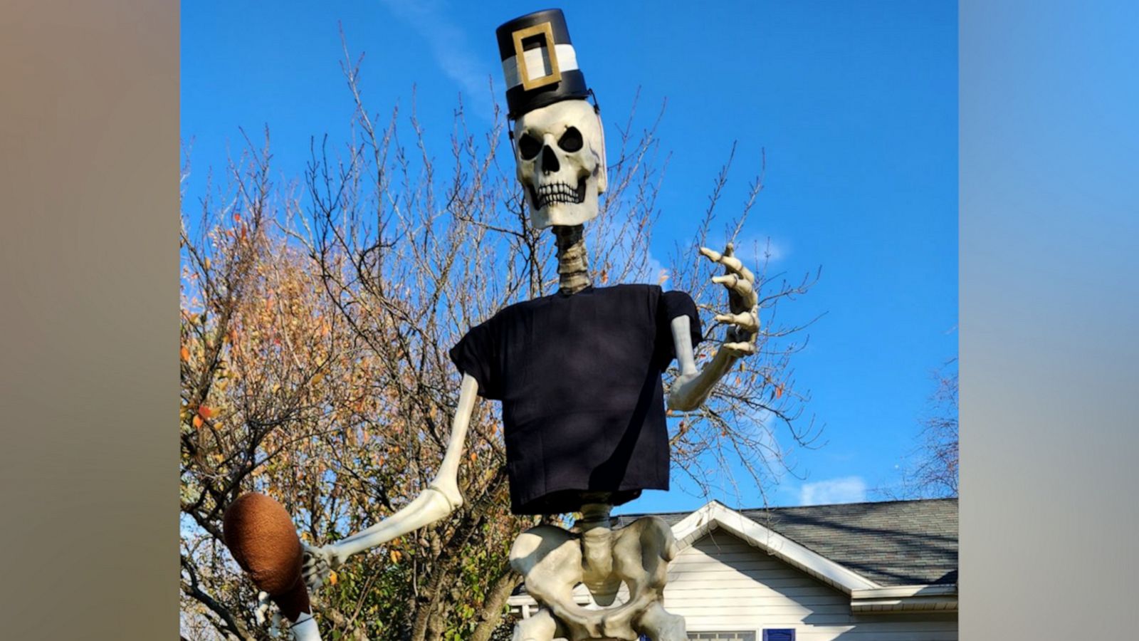 VIDEO: Halloween skeletons get decked out for the holidays