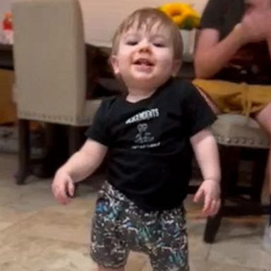 VIDEO: Baby breaks out some fire moves while learning to walk