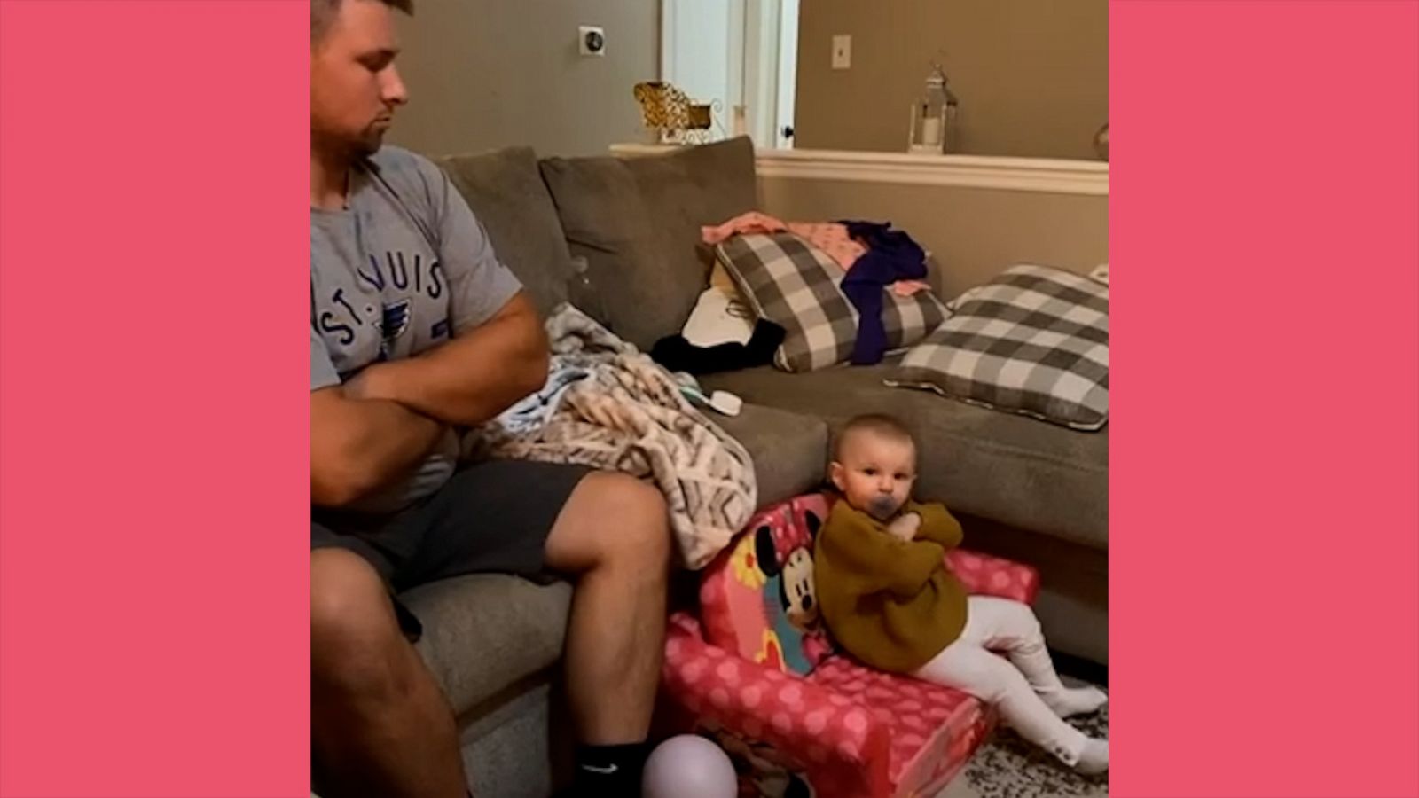 VIDEO: Toddler adorably mimics dad's crossed arms pose