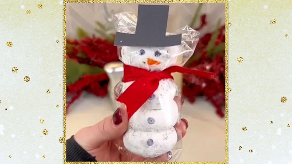 Transform powdered donuts into festive donut snowmen GMA