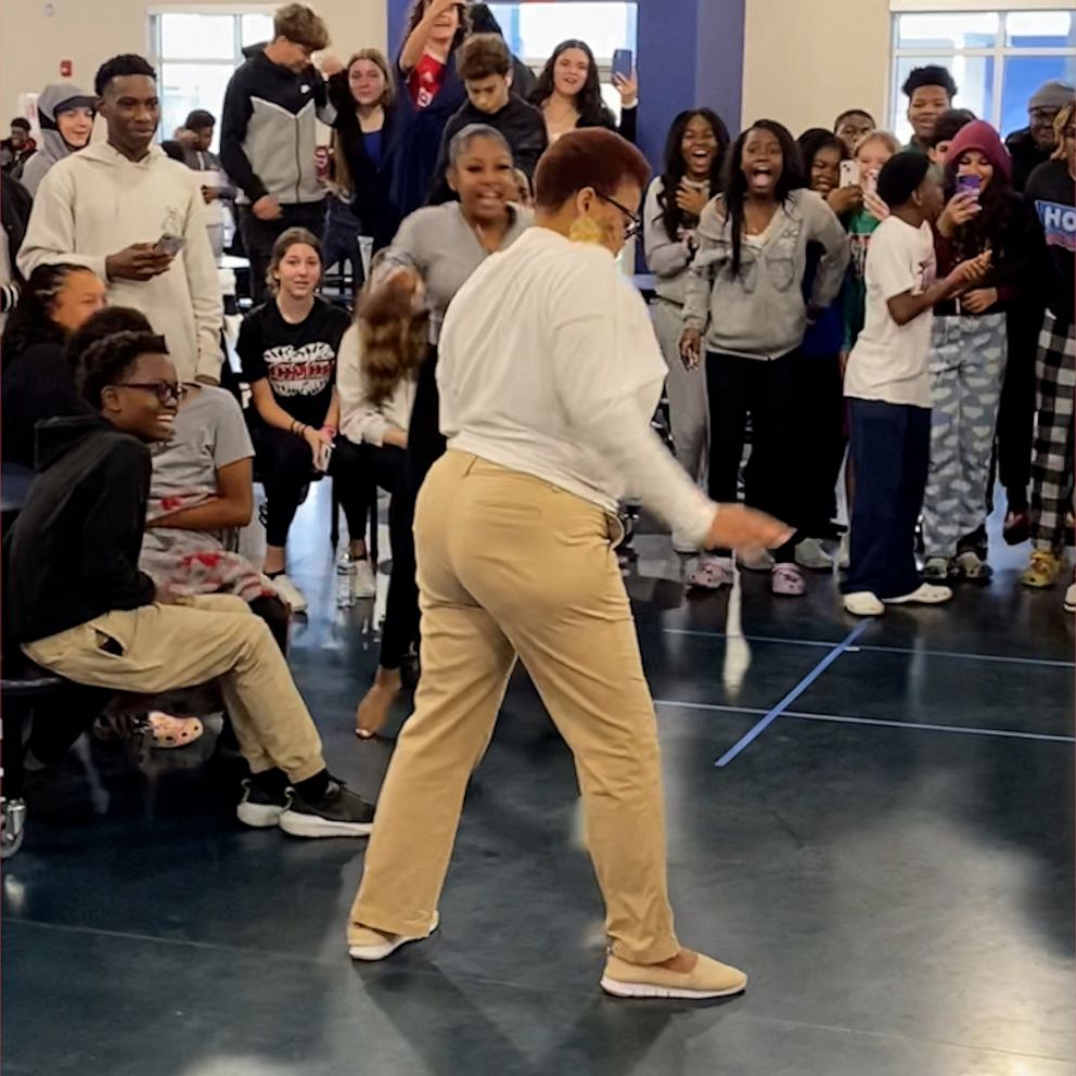 School Master X Video - Teacher schools student in viral cafeteria dance battle - Good Morning  America