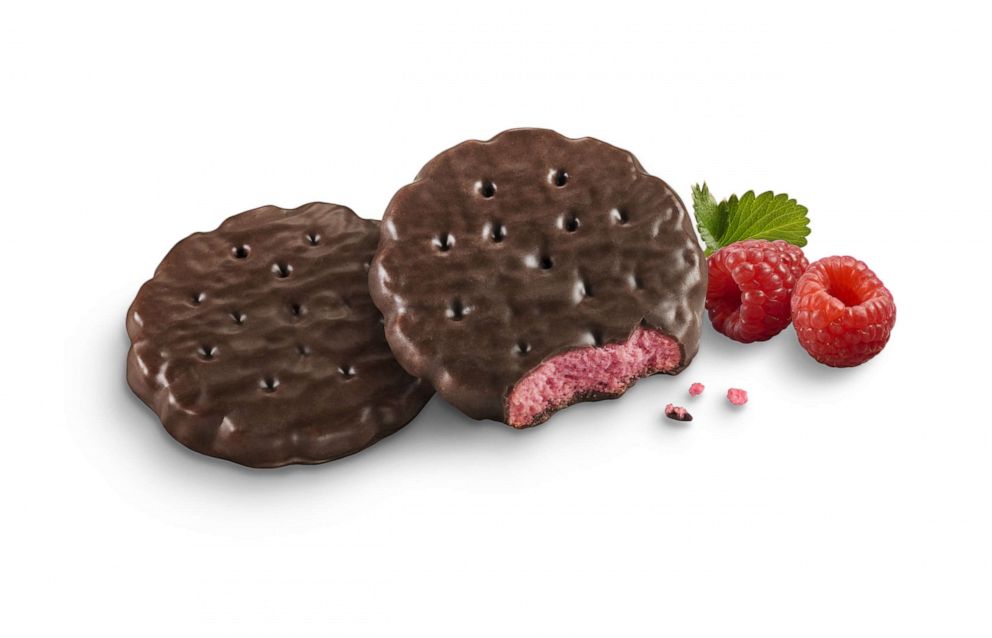 PHOTO: The new chocolate-coated Raspberry Rally Girl Scout cookies.