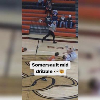 VIDEO: Basketball player somersaults mid-dribble