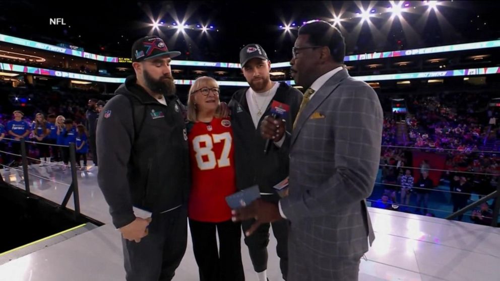 VIDEO: Travis and Jason Kelce’s mom surprises sons on Super Bowl Opening Night