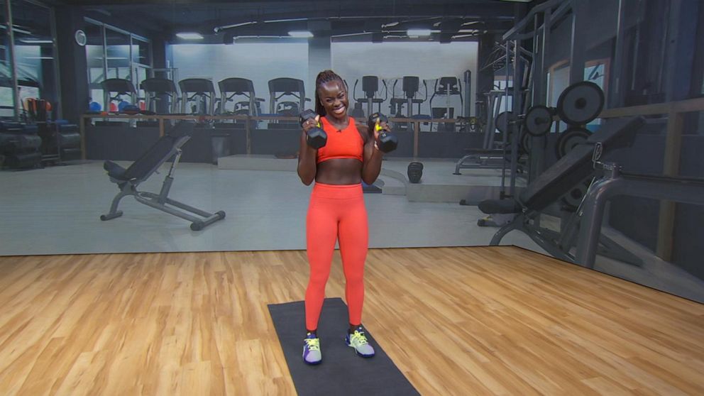 Acclaimed Peloton instructor Tunde Oyeneyin's arm workout Video - ABC News