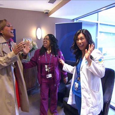 VIDEO: Robin Roberts surprises nurses who were by her side during bone marrow transplant