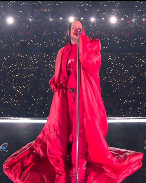 Rihanna unveils pregnancy during hit Super Bowl halftime performance - Good  Morning America