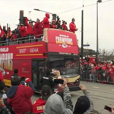 VIDEO: Kansas City Chiefs celebrate Super Bowl LVII win at parade