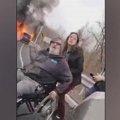 VIDEO: Man rescued from burning car in Connecticut