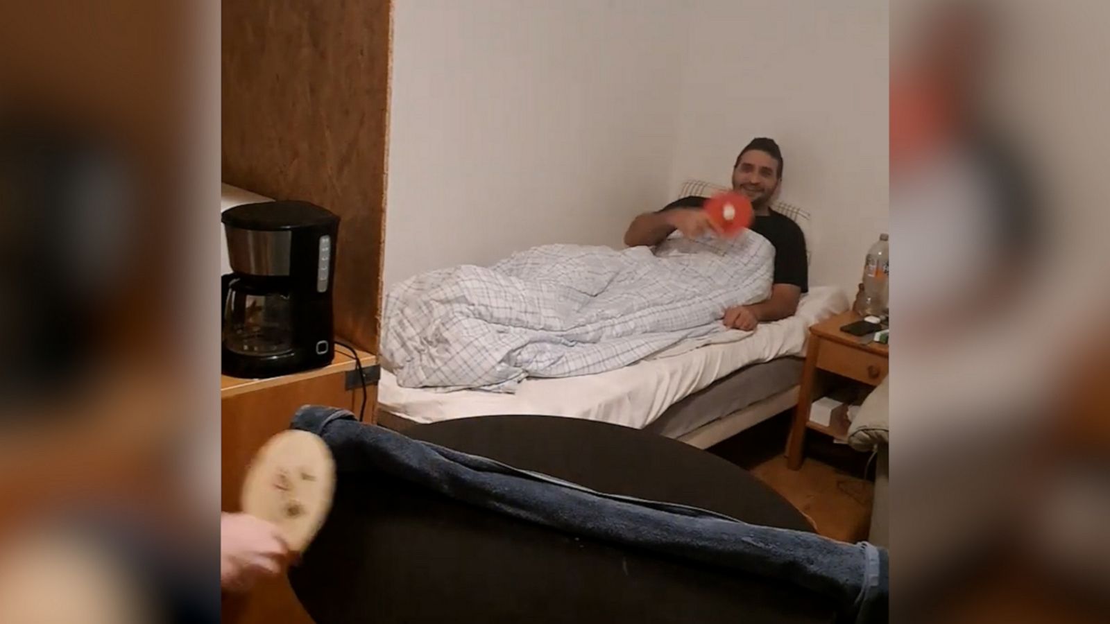 VIDEO: Table tennis player shows off impressive skills from his bed