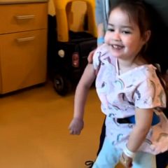 15-month-old gets bubble parade as she leaves hospital for 1st time - Good  Morning America