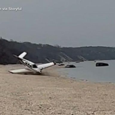 VIDEO: Small plane makes emergency landing on beach