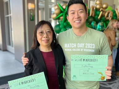 WATCH:  Mom and son celebrate matching residency programs together