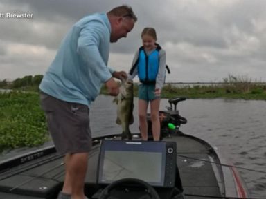 WATCH:  Girl makes big catch on 1st fishing trip with dad