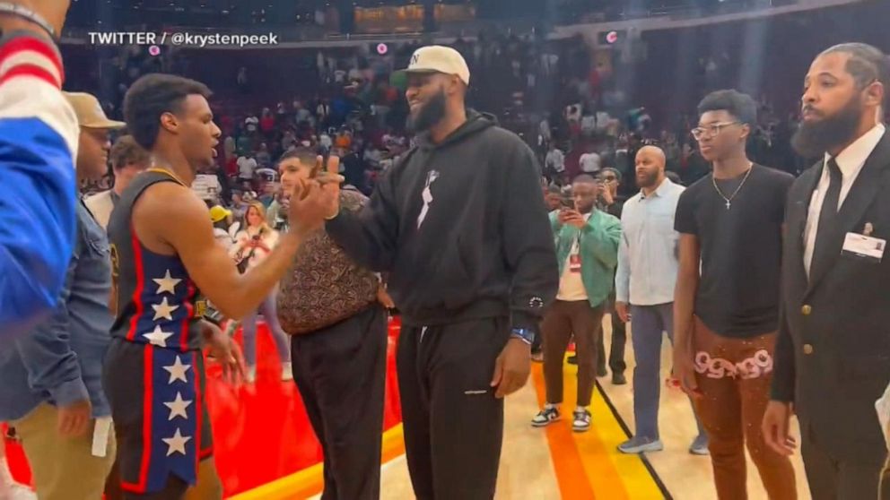 Video LeBron James proudly watches son Bronny in McDonalds AllAmerican
