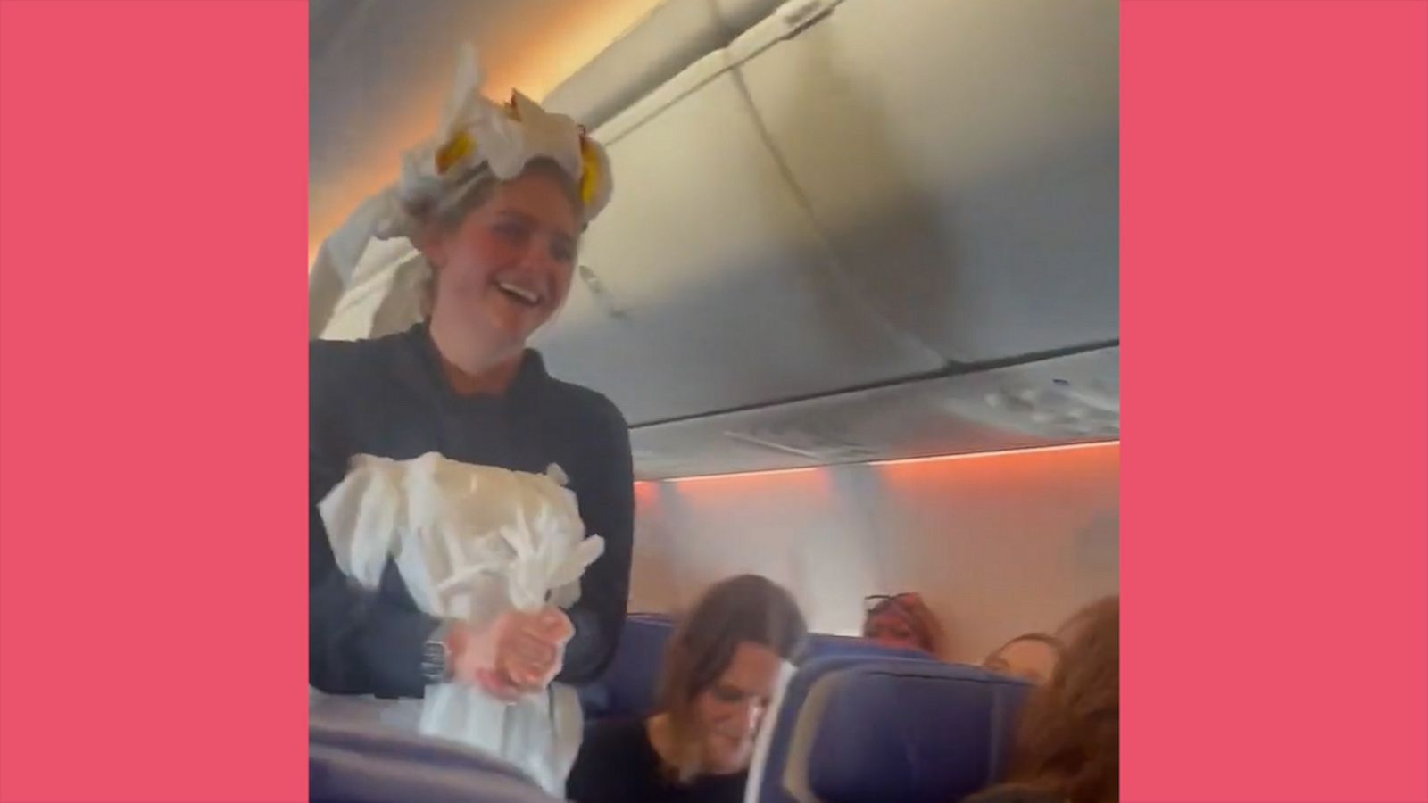 VIDEO: Bride-to-be walks down the aisle mid-flight in toilet paper dress