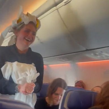 VIDEO: Bride-to-be walks down the aisle mid-flight in toilet paper dress