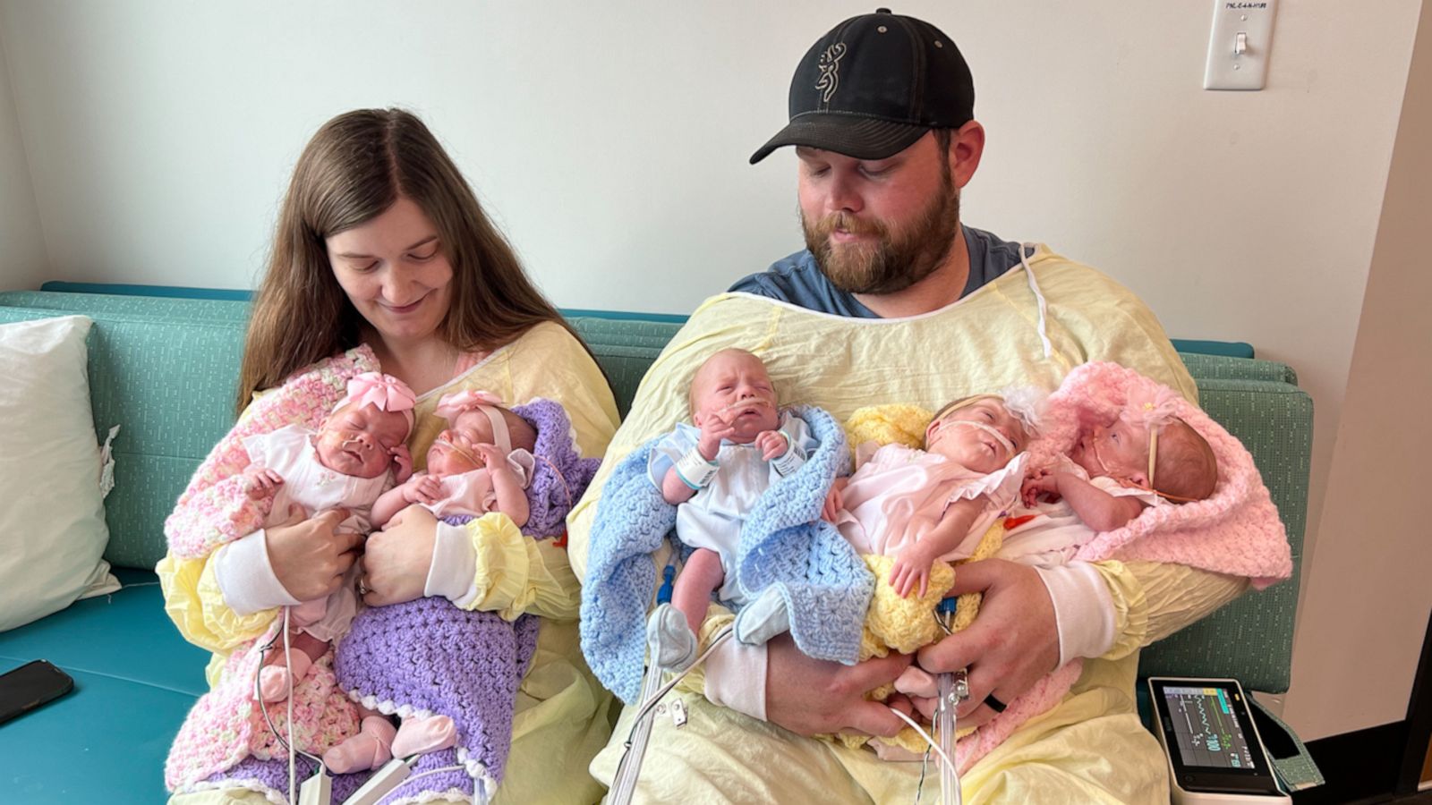 VIDEO: Mississippi couple holds 'miracle' quintuplets together for 1st time since birth