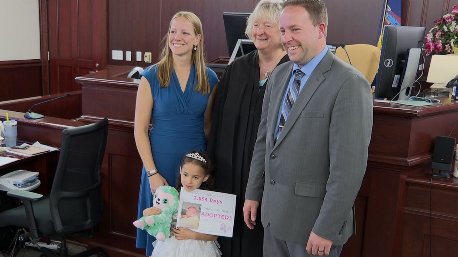 VIDEO: 5-year-old girl adopted by family that fostered her for 1,954 days