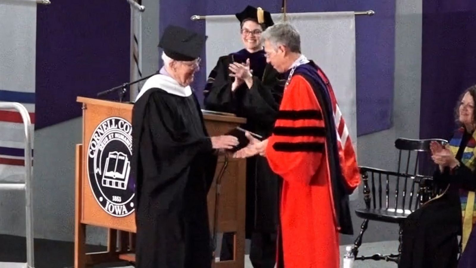 VIDEO: World War II veteran graduates college 80 years after receiving degree