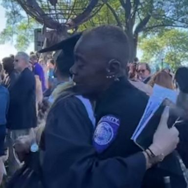 VIDEO: College graduates share emotional goodbyes with beloved university security officer