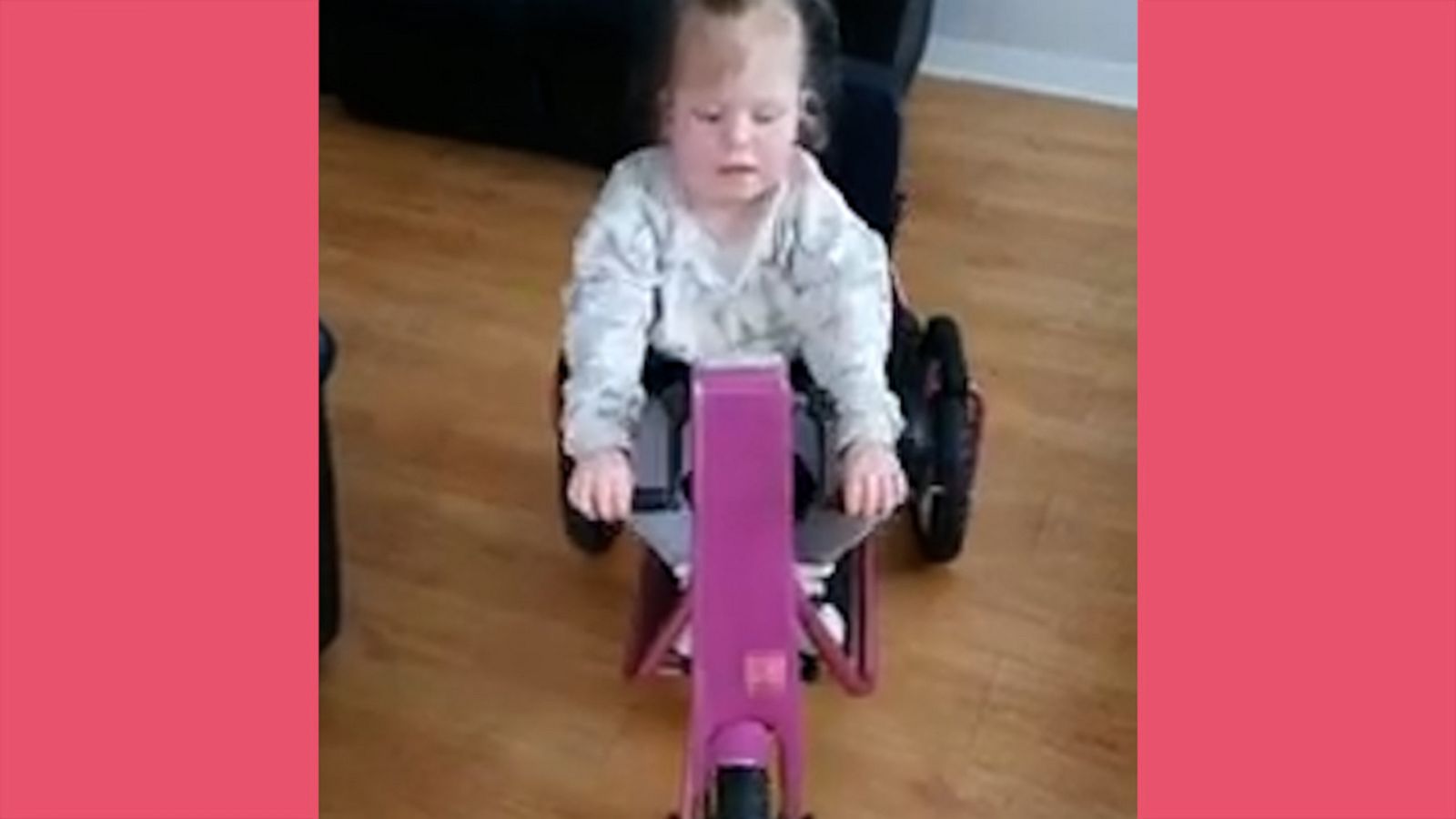 VIDEO: Little girl with spina bifida surprised with adaptive tricycle