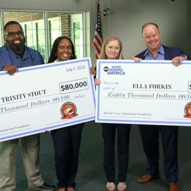 VIDEO: 2 young women surprised with scholarships from Marine Corps