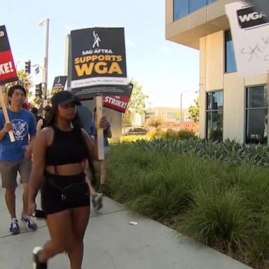 VIDEO: Hollywood actors join writers on picket line