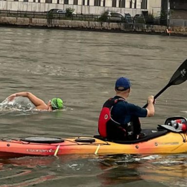 VIDEO: 15-year-old Maya Merhige swam around the island of Manhattan