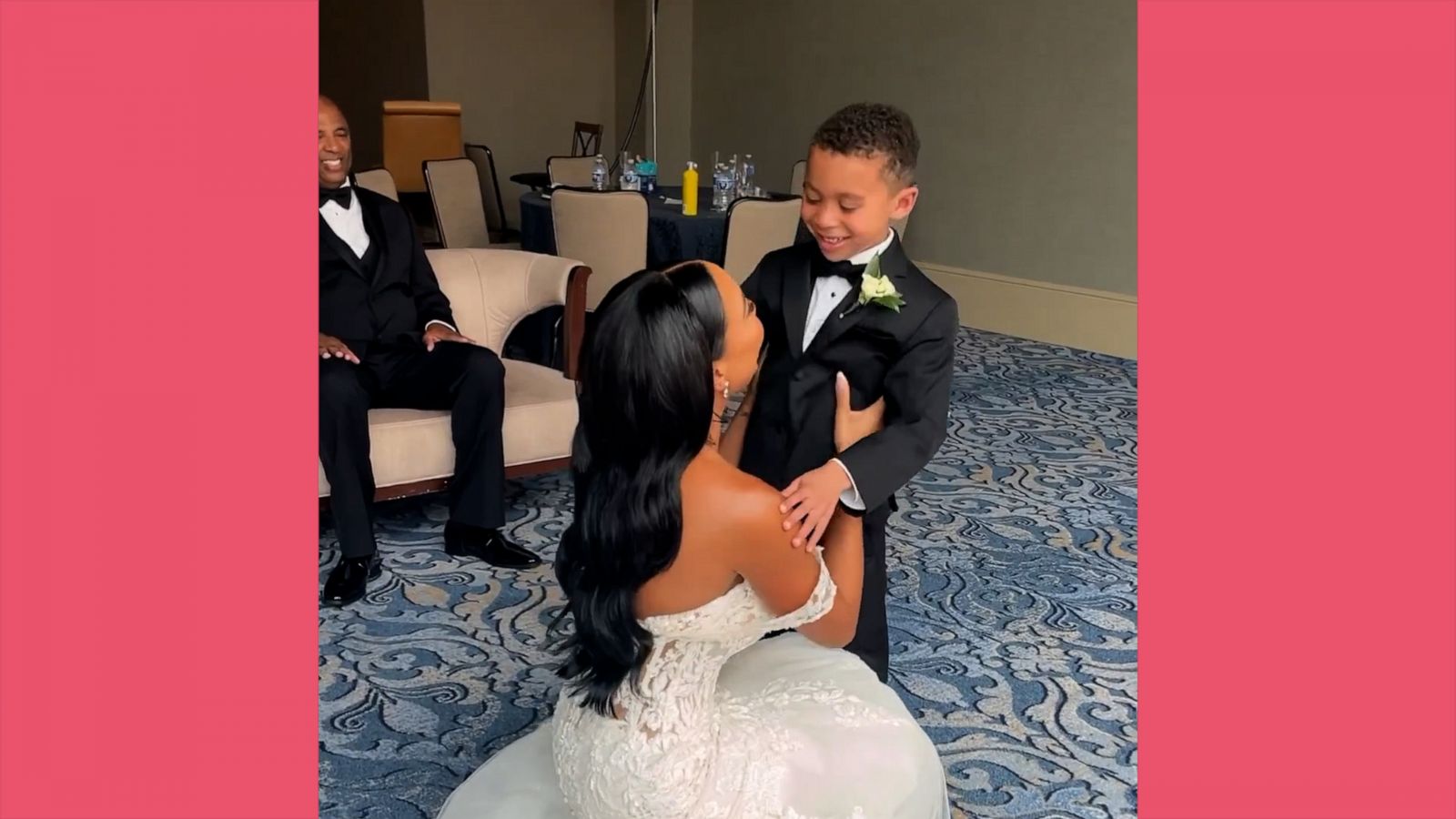 VIDEO: Bride shares sweet first look moment with her 'bonus son' before wedding