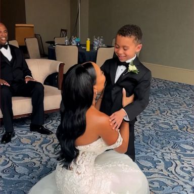 VIDEO: Bride shares sweet first look moment with her 'bonus son' before wedding