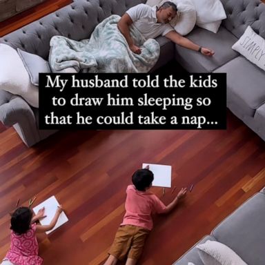 VIDEO: Mom catches dad telling kids to draw him while he naps 