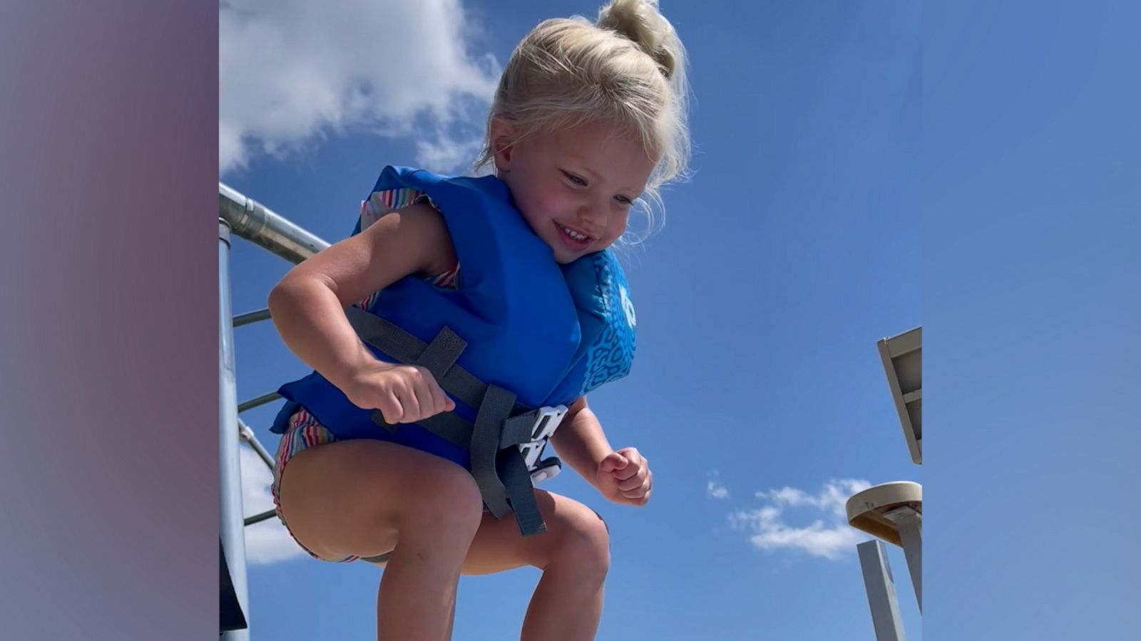 VIDEO: Little girl gives herself pep talk to jump into water