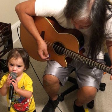 VIDEO: Toddler sings along with grandpa as he plays guitar