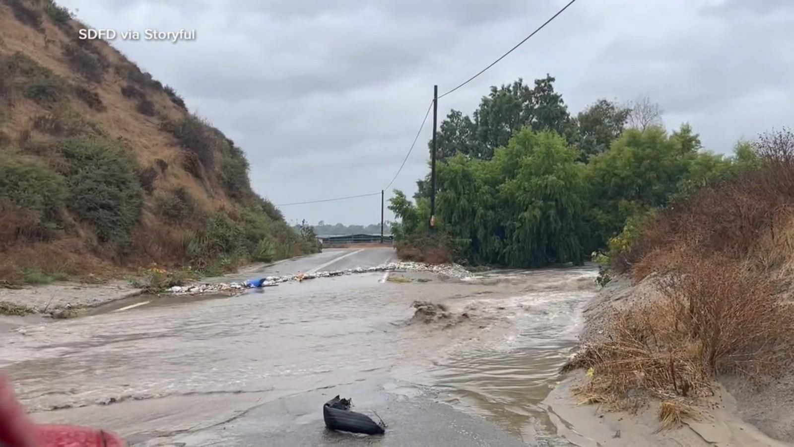 VIDEO: Tropical storm Hilary brings flash flooding to parts of California