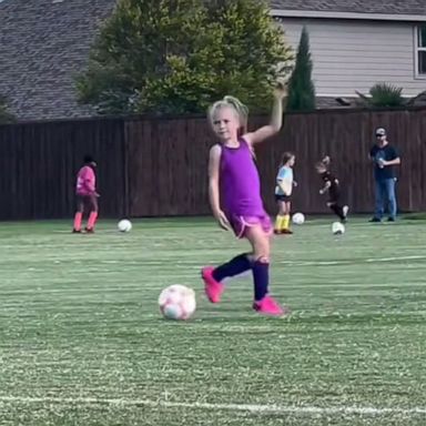 VIDEO: Gymnast shows she's a talented soccer player as well 