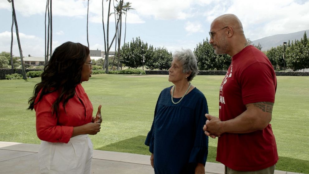 Oprah Winfrey Dwayne The Rock Johnson Maui wildfire People's Fund