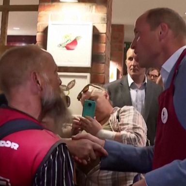 VIDEO: Prince William bumps into football legend during official visit