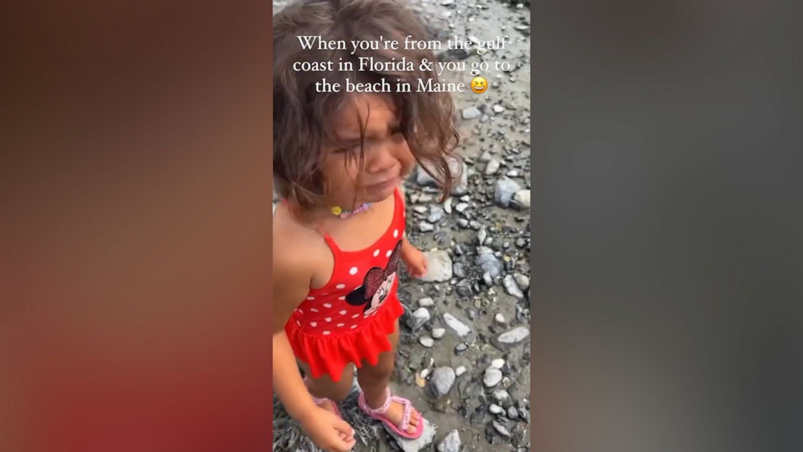 VIDEO: Girl from Florida has hilarious reaction to rocky beach in Maine