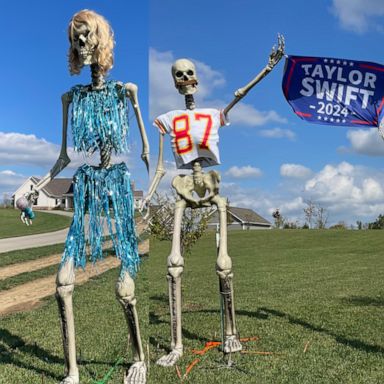 VIDEO: Giant Taylor Swift and Travis Kelce skeletons adorn Indiana yard