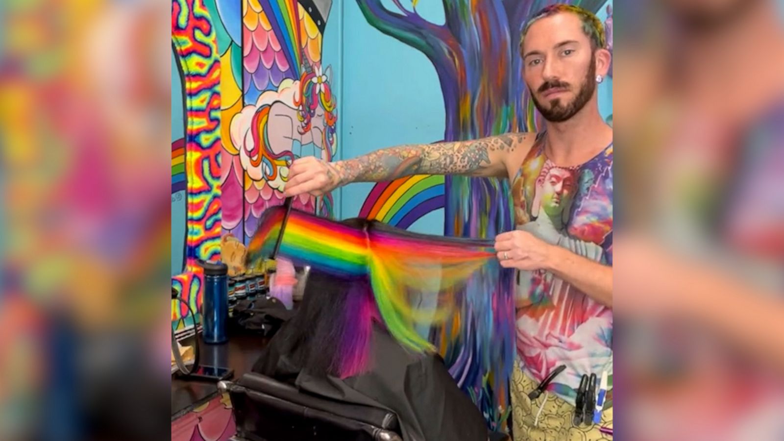 VIDEO: Viral hair artist who specializes in rainbows spreads joy online