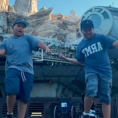 VIDEO: Twin dancers show off fun routine in front of Millennium Falcon 