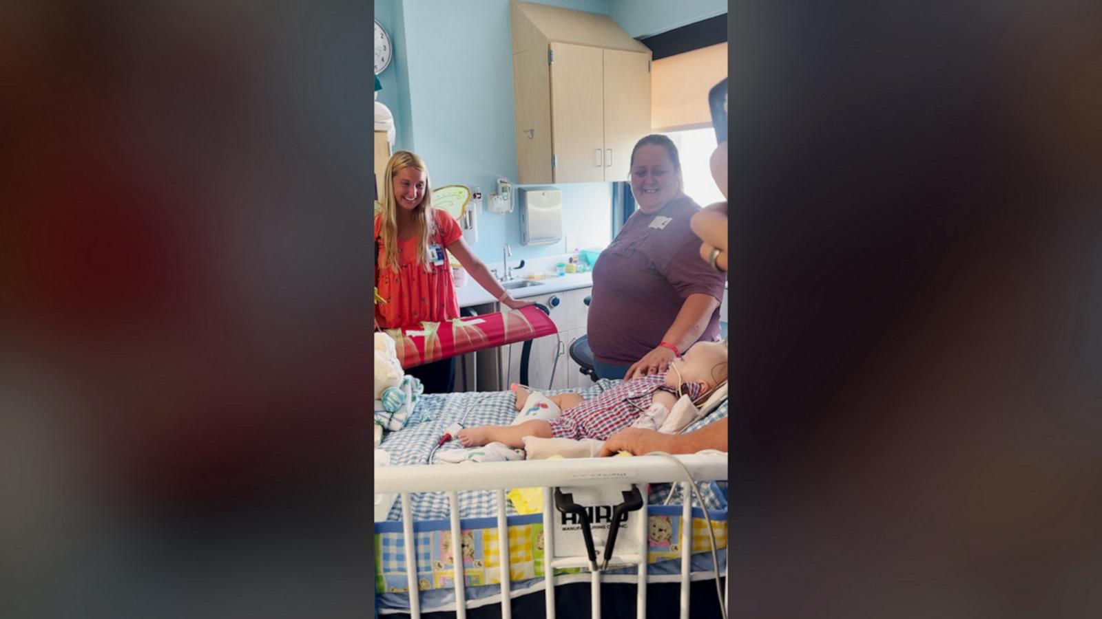 Miracle baby surprised with wagon in the hospital - Good Morning America